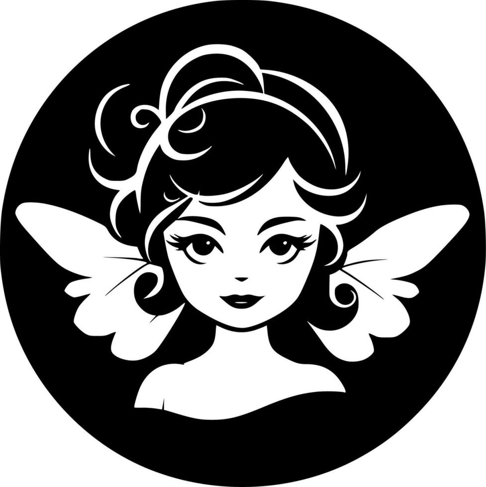 Fairy, Black and White Vector illustration