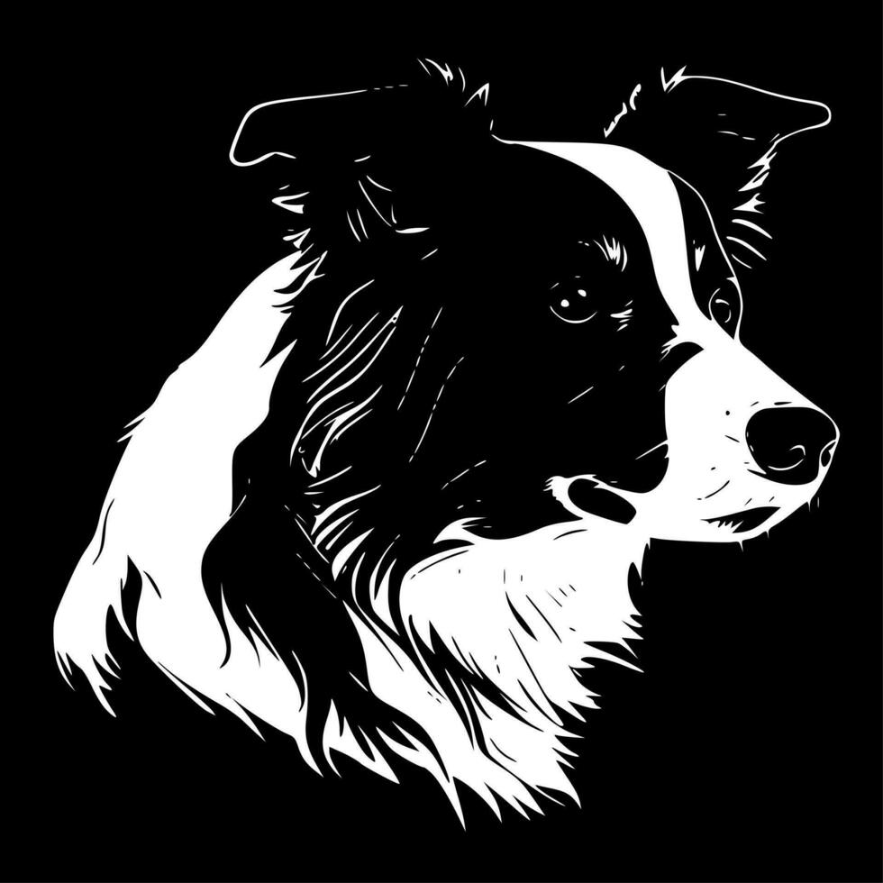 Border Collie - Black and White Isolated Icon - Vector illustration