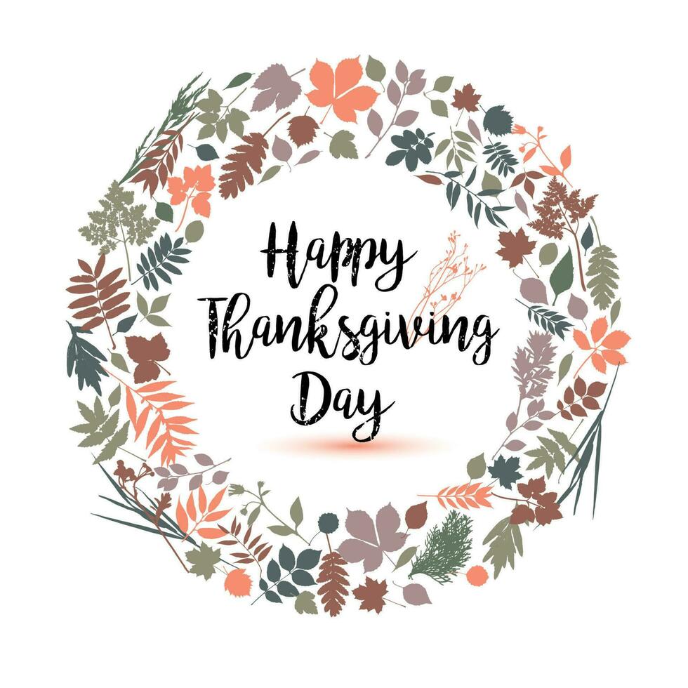 Happy Thanksgiving day in calligraphic hand drawn style. Fall style for autumn. vector