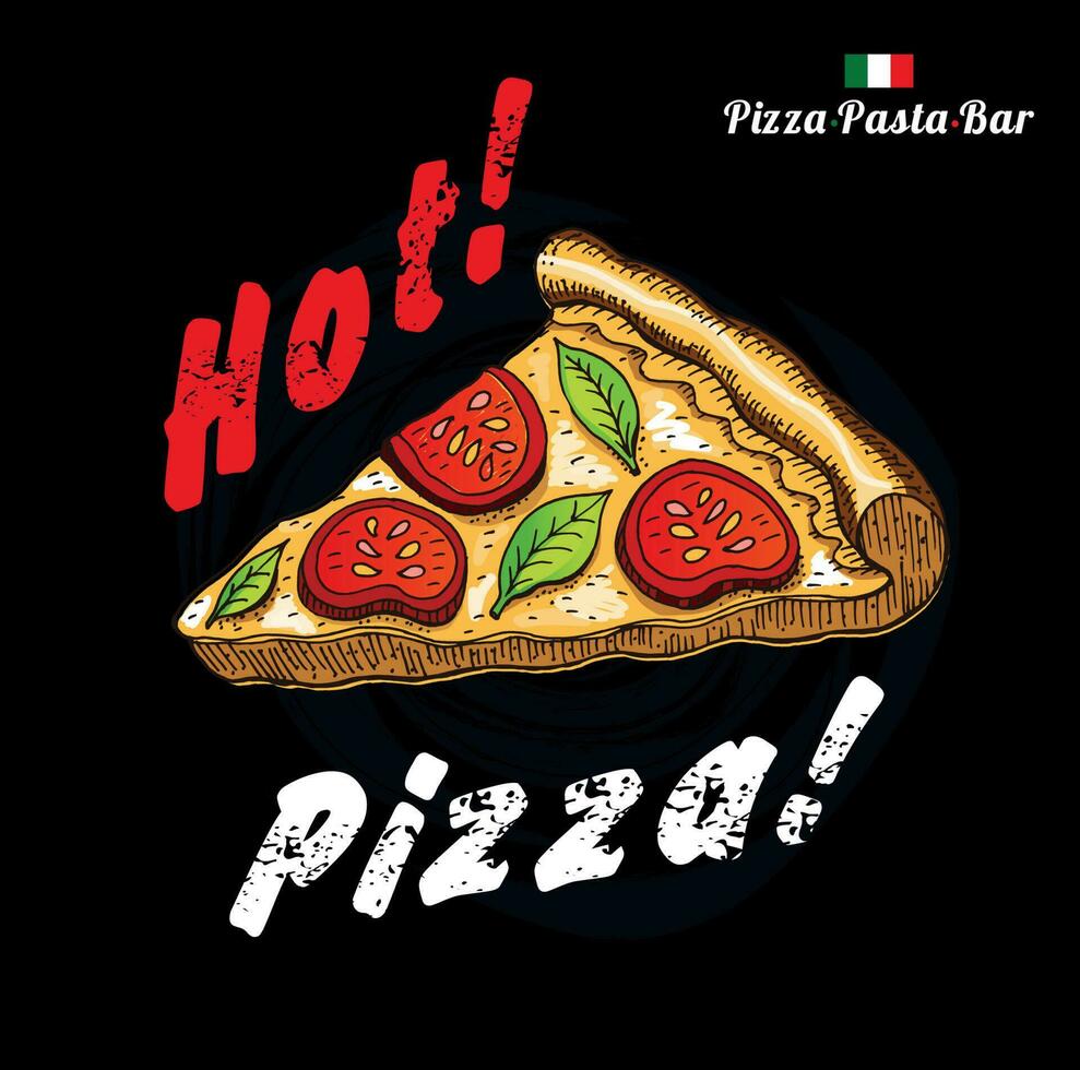 de colores tiza pintado ilustración de Pizza menú. vector