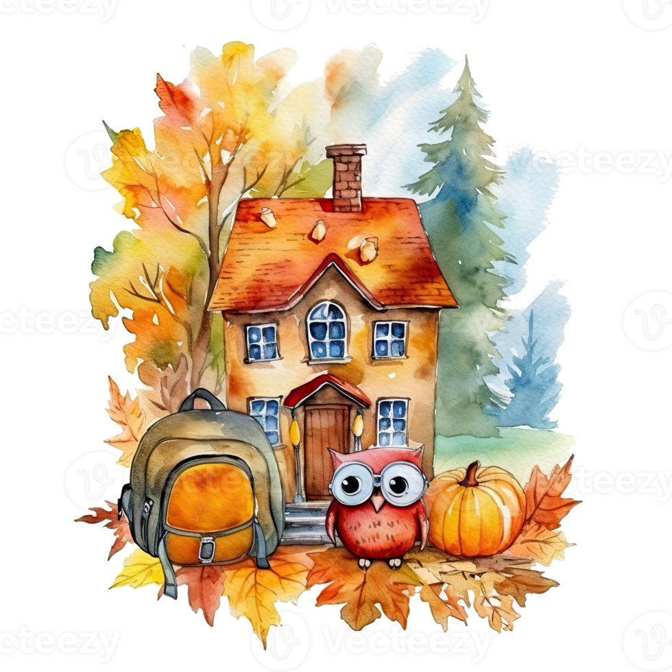 Watercolor back to school background. Illustration png