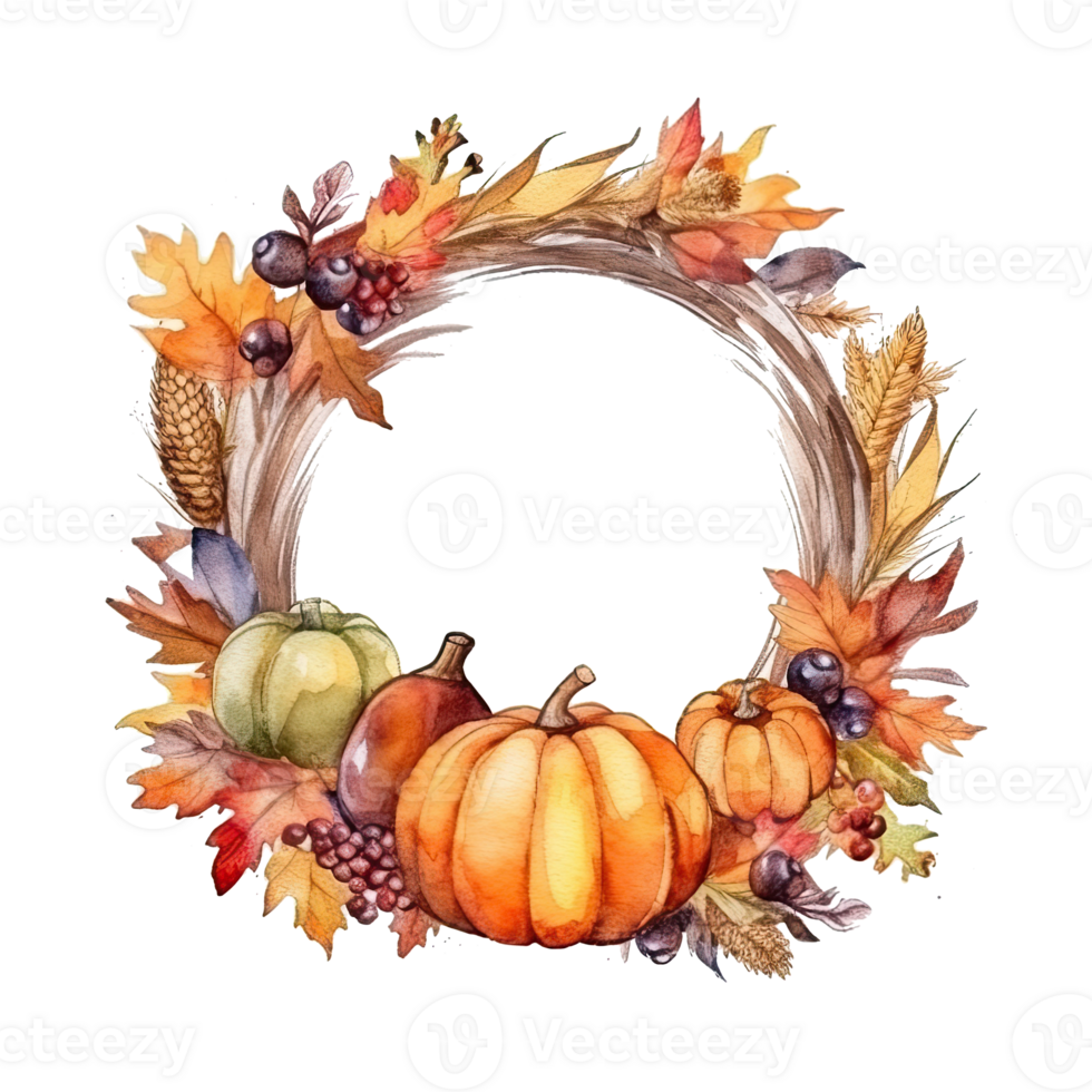 Watercolor Thanksgiving Day Natural Background. Illustration png