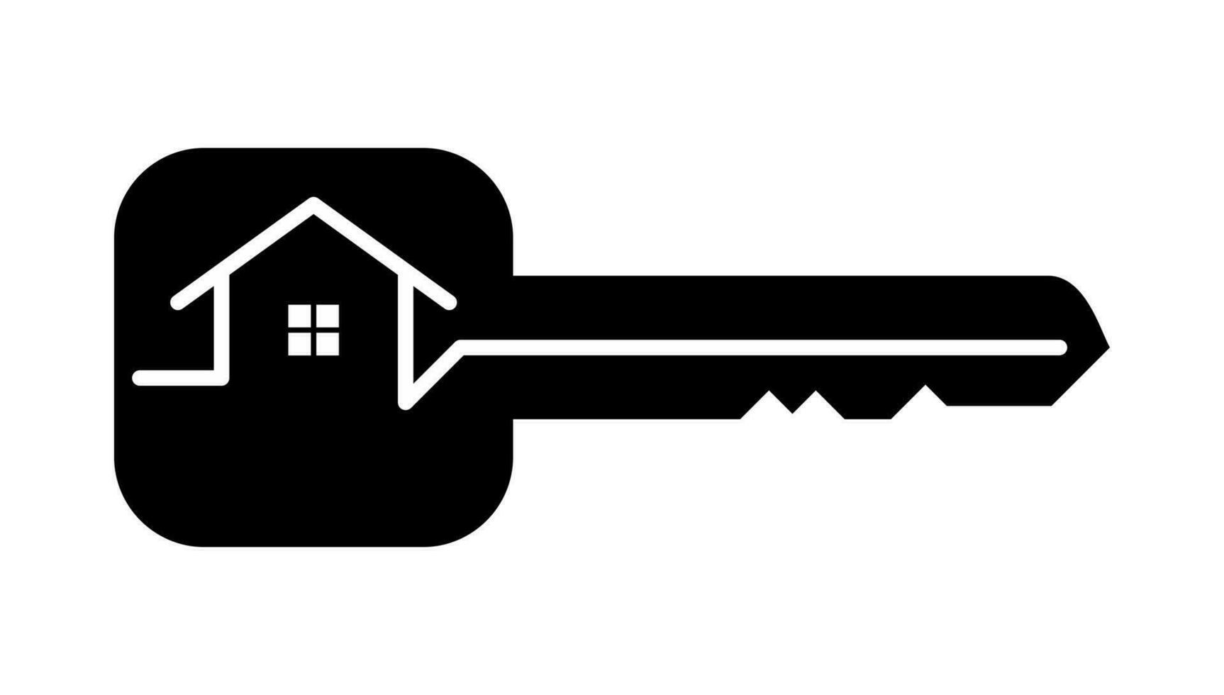 Key With House Monoline Logo Design. Trendy Flat Style Key Icon for Home Security, Real Estate, App, UI, Web . Vector Illustration