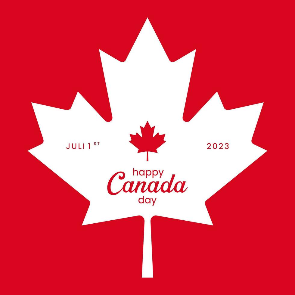 Happy Canada Day 2023 Background With A Red Maple Leaf In The Middle. Minimalist Concept for Greeting Card, Banner, Decoration, Cover. Vector Illustration