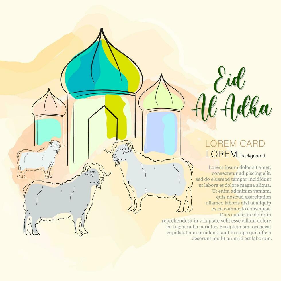 Vector illustration of Eid al-Adha greeting card with sheep.