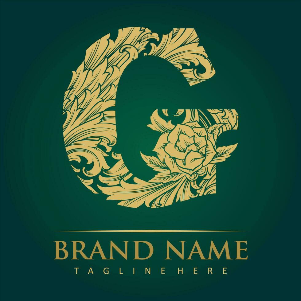 Monogram letter royal engraved ornament initial G vector illustrations for your work logo, merchandise t-shirt, stickers and label designs, poster, greeting cards advertising business company