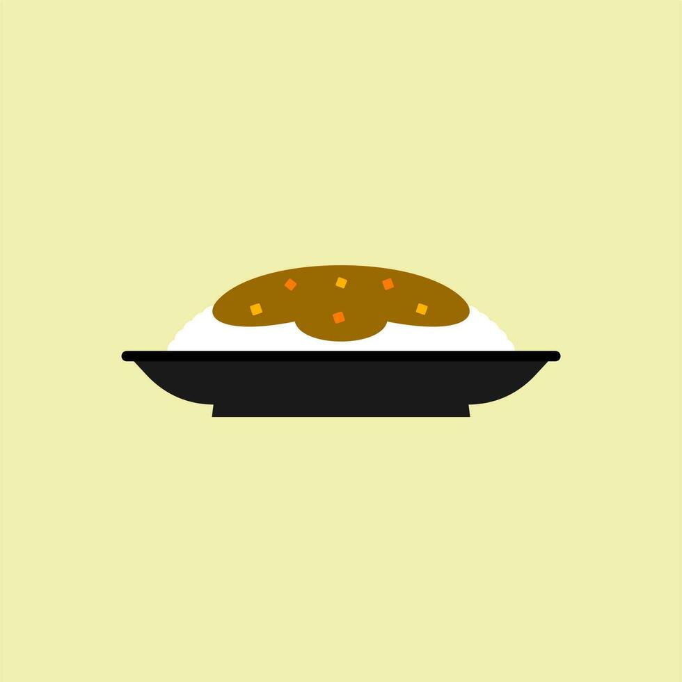 japanese curry rice flat design vector illustration. Japanese Kare Raisu - Japanese Curry Rice flat vector design illustration, clipart cartoon style. Asian food Japanese cuisine. Japanese food