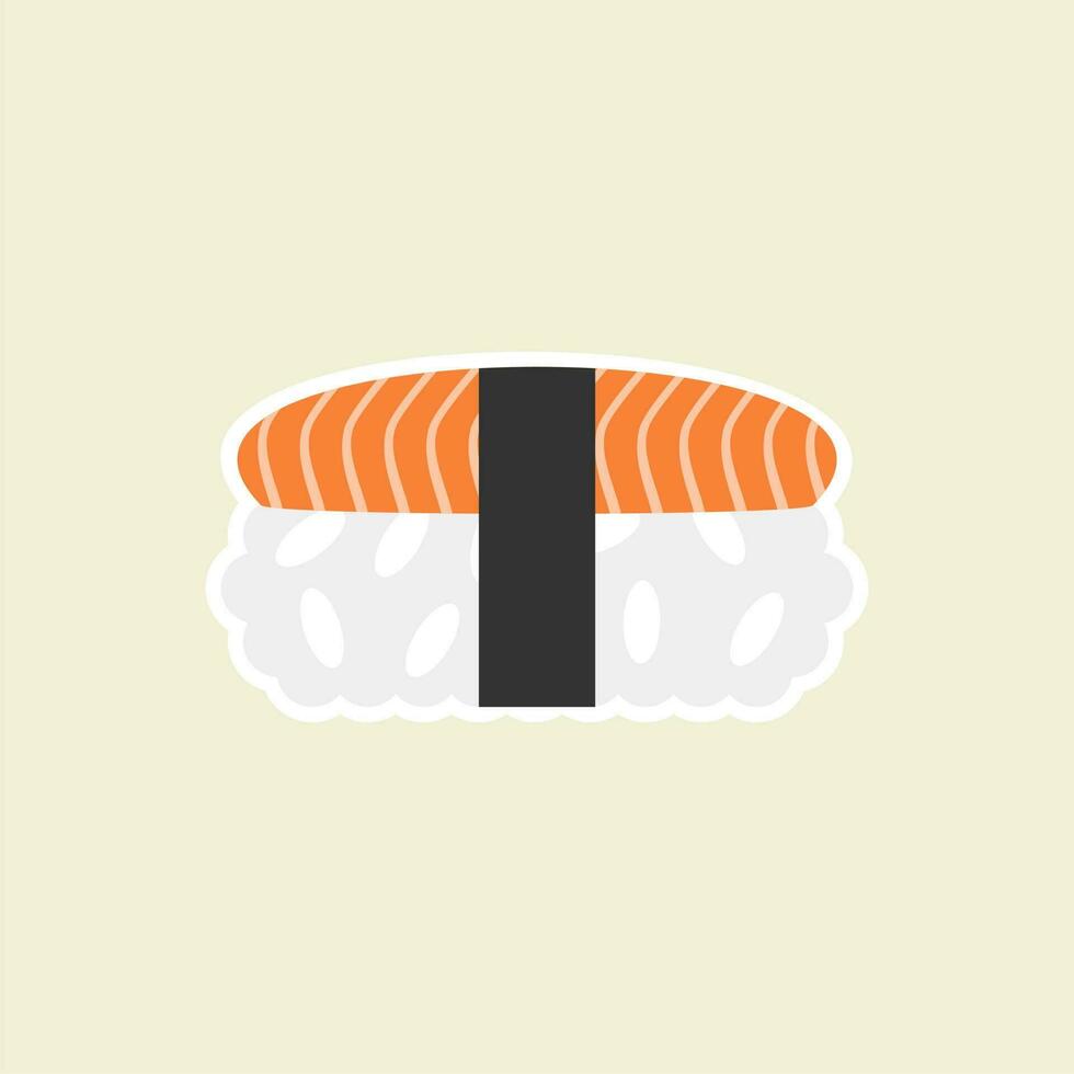 salmon sushi flat design vector illustration. Template for Japanese food cafe, japanese restaurant vector comic style.