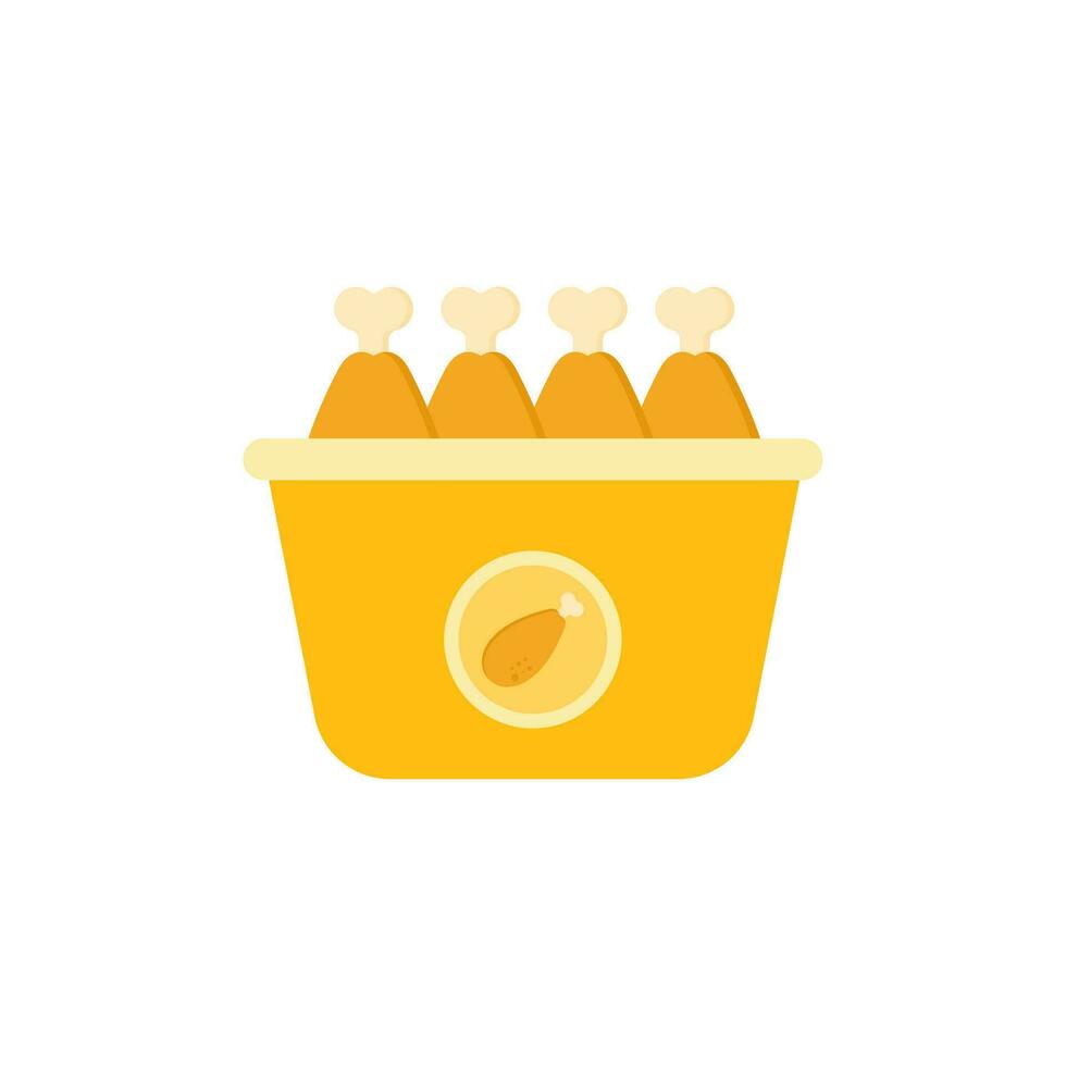 bucket fried chicken leg or chicken drum flat design vector illustration. fast food symbol