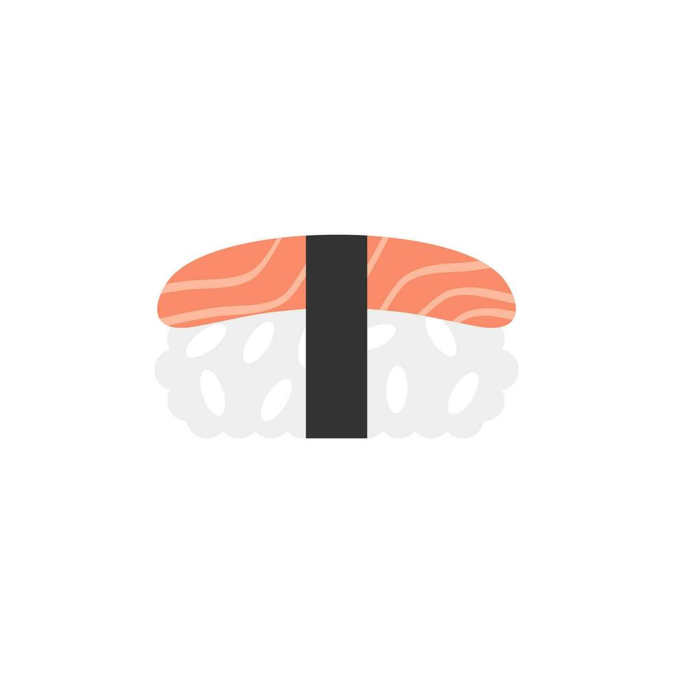 salmon sushi flat design vector illustration. Template for Japanese food cafe, japanese restaurant vector comic style.