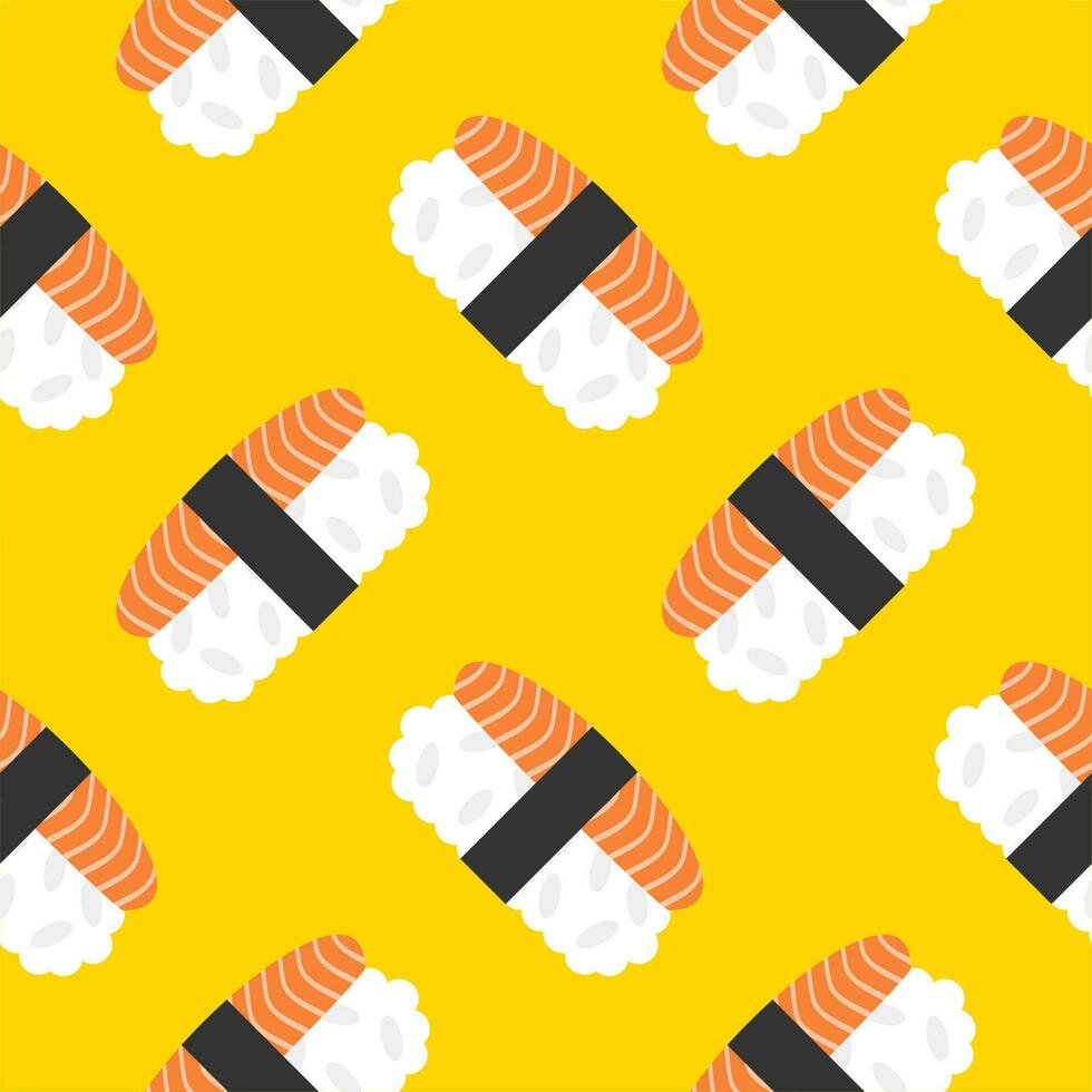 salmon sushi seamless pattern vector illustration. Template for Japanese food cafe, japanese restaurant vector comic style.
