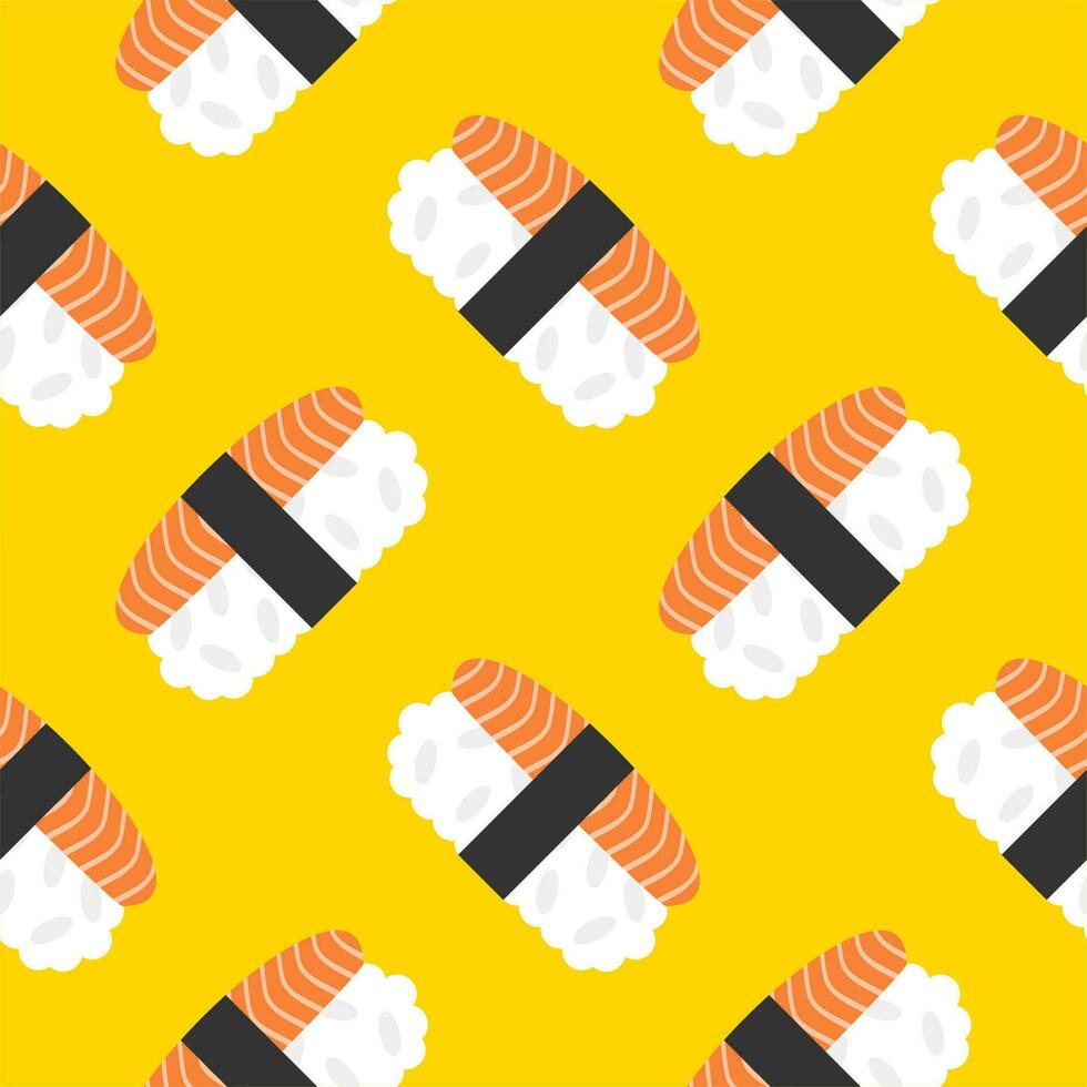 salmon sushi seamless pattern vector illustration. Template for Japanese food cafe, japanese restaurant vector comic style.