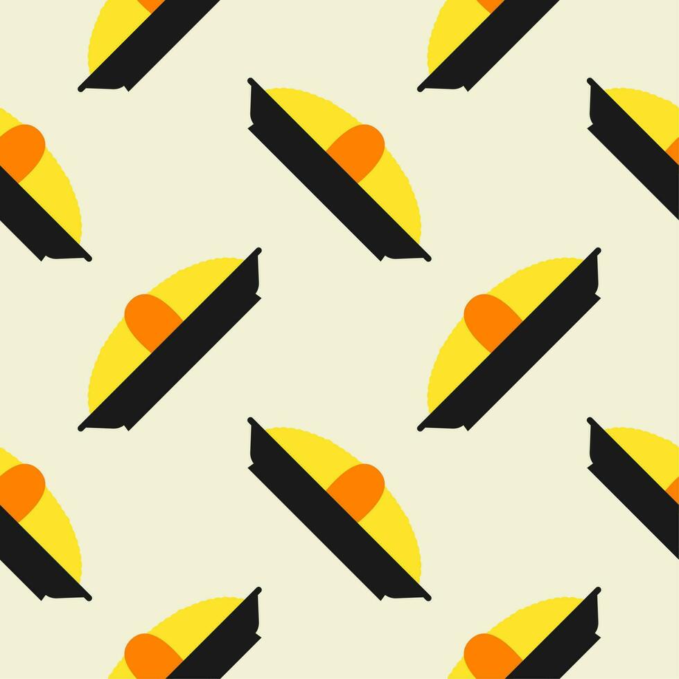 Omurice seamless pattern. Scrambled eggs stuffed with fried rice. Japanese omlette. Traditional Asian Japanese bento dish. Vintage retro style. Seamless background with pattern. vector
