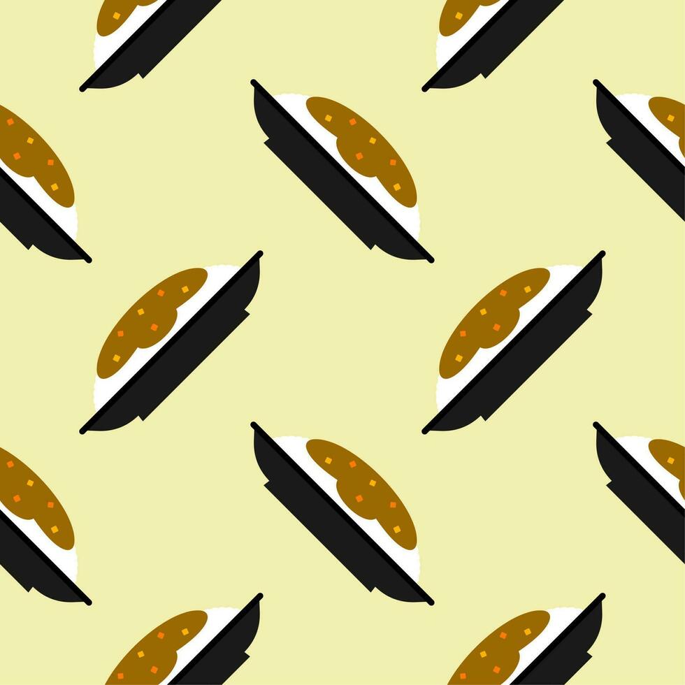 japanese curry seamless pattern. cartoon curry rice, japanese food seamless pattern on colorful background vector