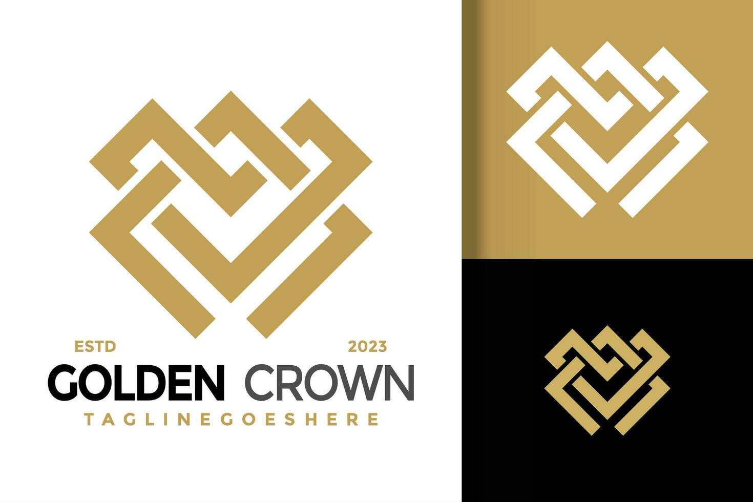 sencillo moderno corona inicial letra metro dorado logo vector icono ilustración