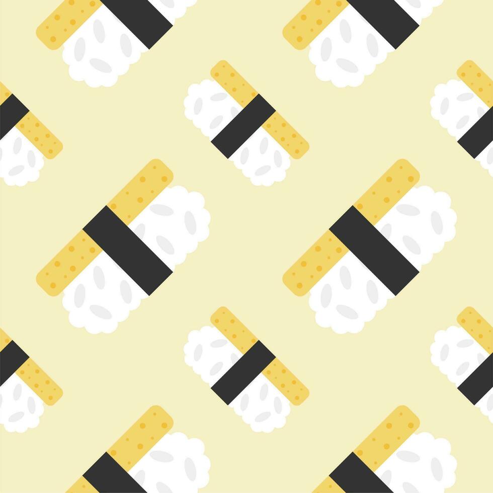 tamago sushi seamless pattern vector illustration. Template for Japanese food cafe, japanese restaurant vector comic style.