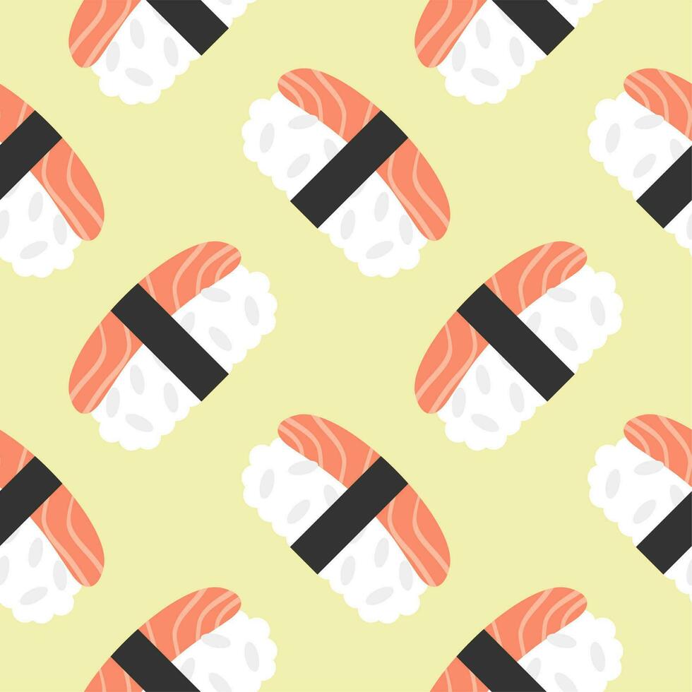 salmon sushi seamless pattern vector illustration. Template for Japanese food cafe, japanese restaurant vector comic style.