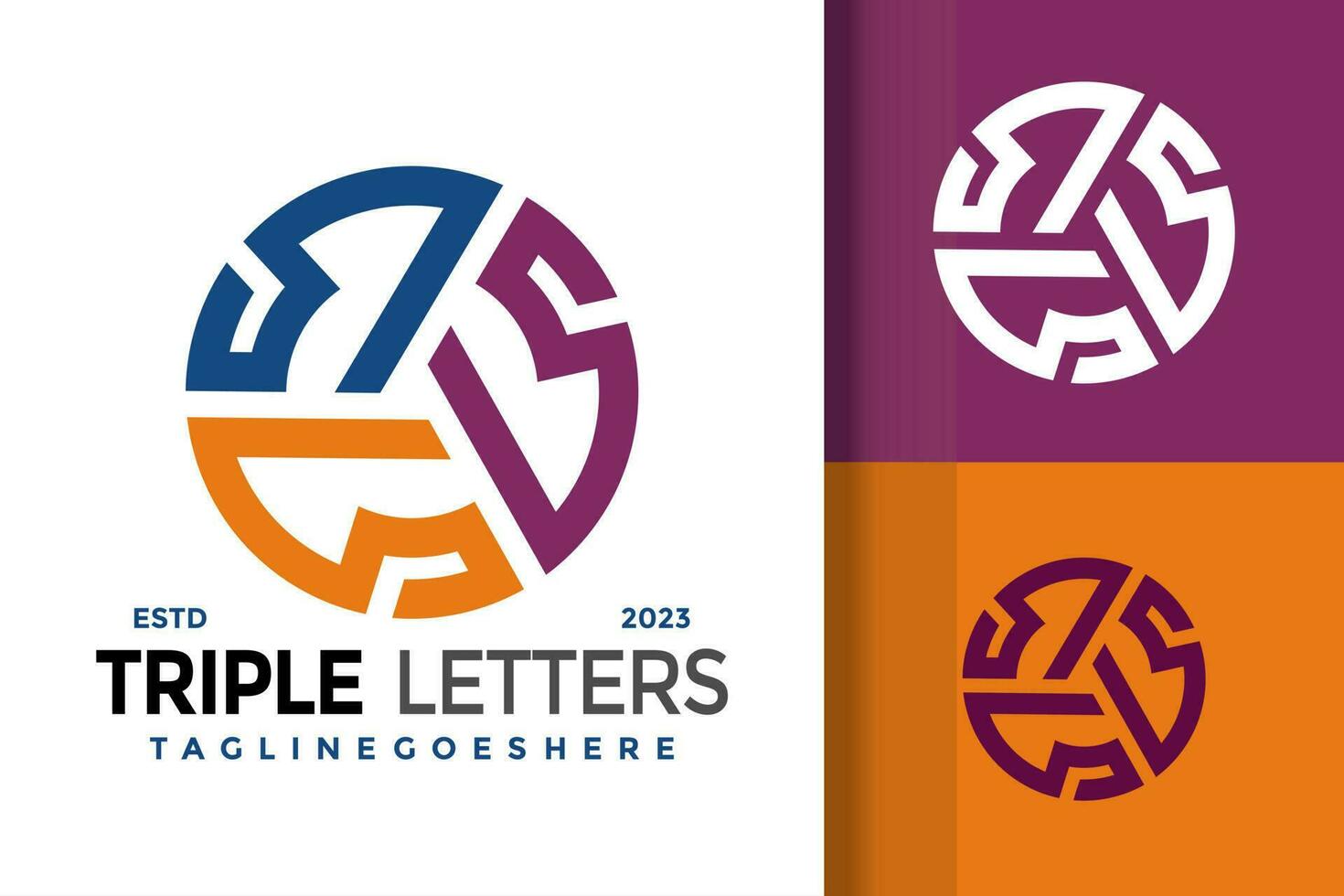 Simple modern triple initial letter s logo vector icon illustration
