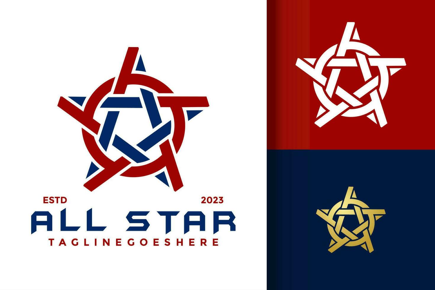 Letter A All Star Monogram Logo vector icon illustration