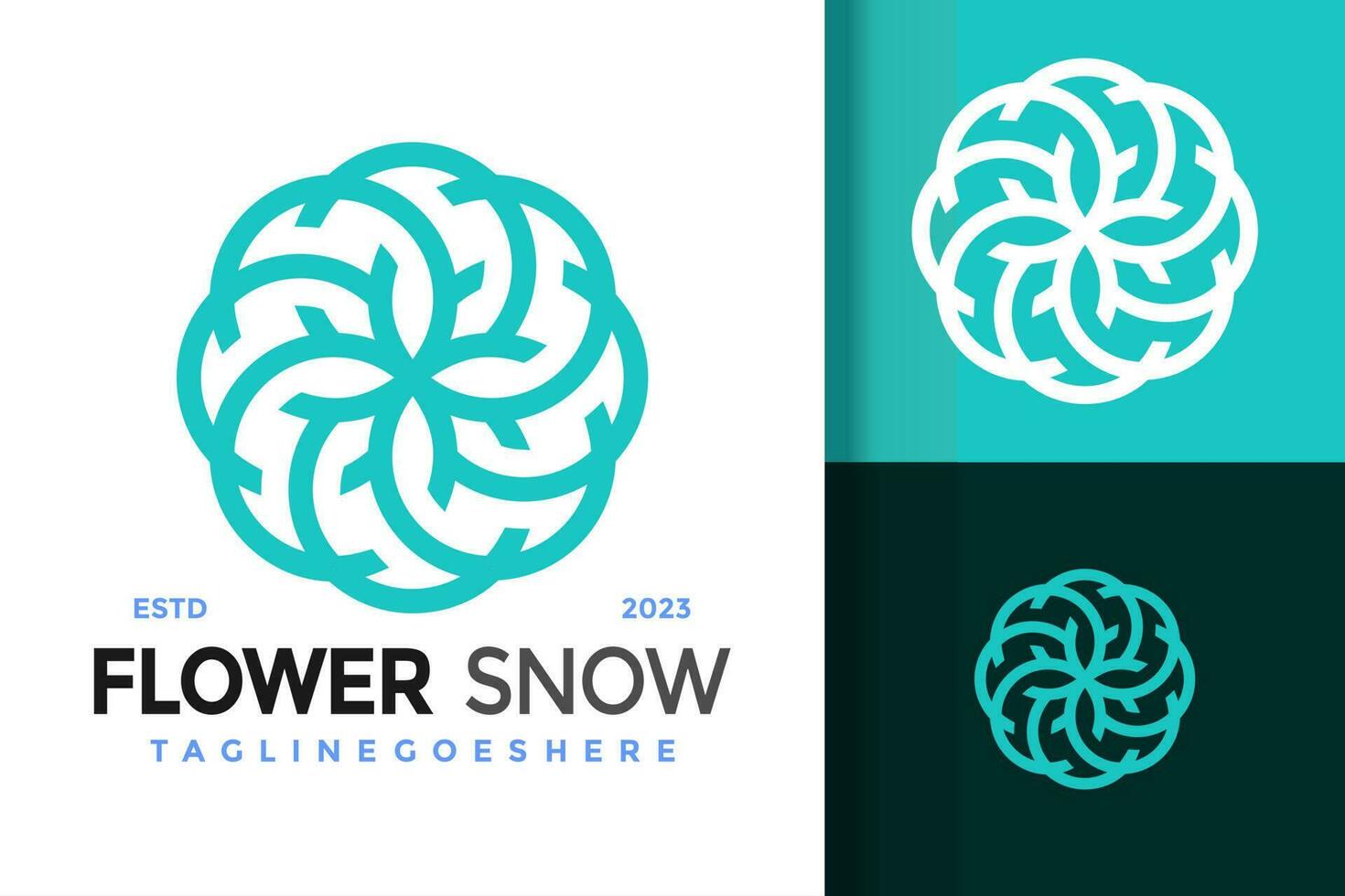 Flower Snow Ornament Logo vector icon illustration