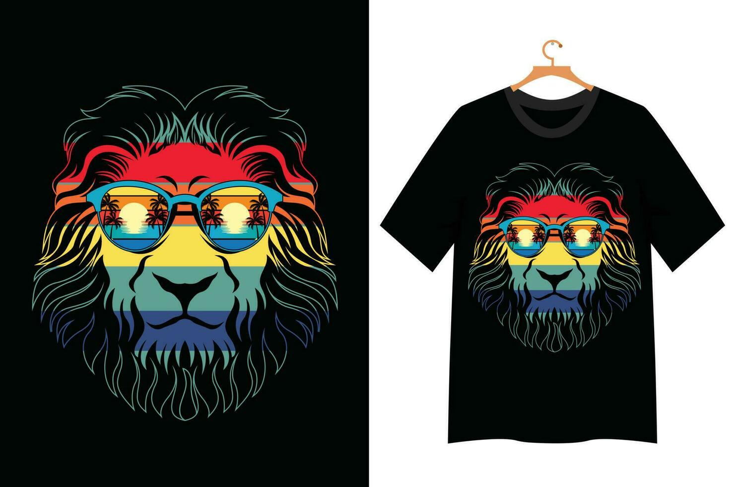 lion face illustration for t shirt design vector