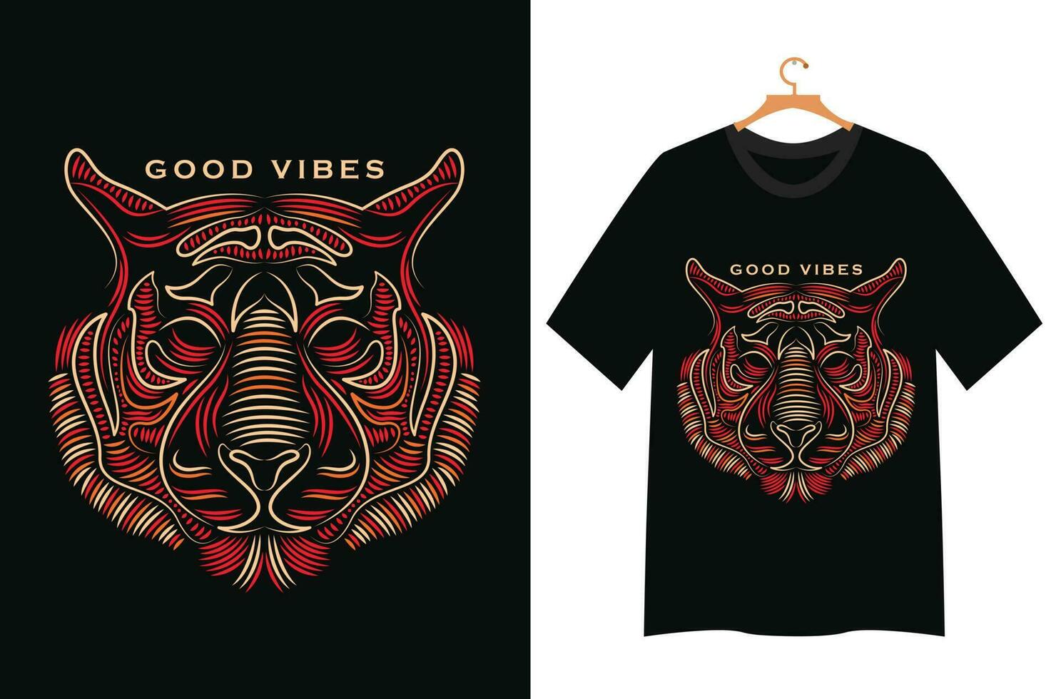tiger face illustration for t shirt design vector