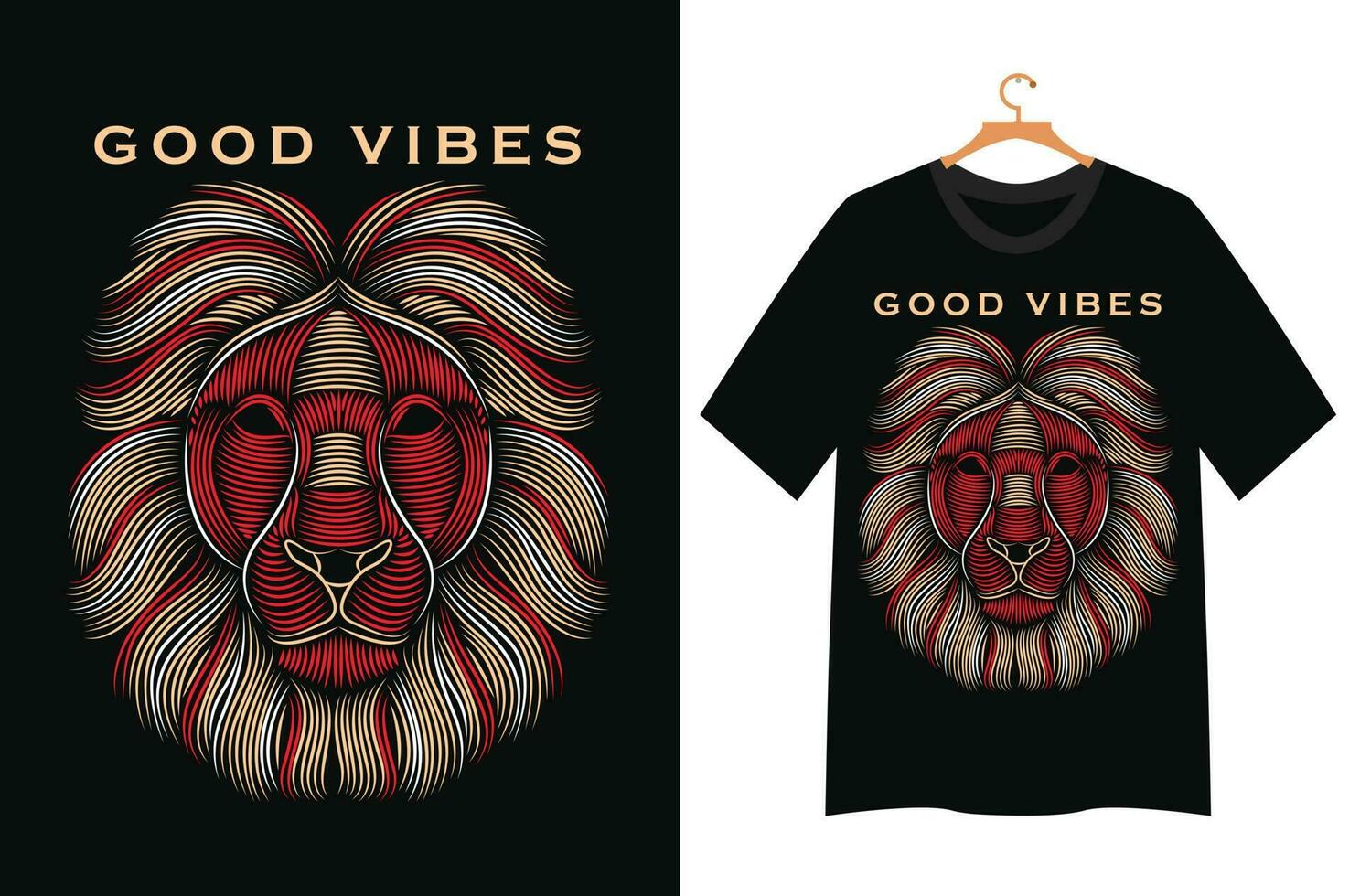 lion face illustration for t shirt design vector