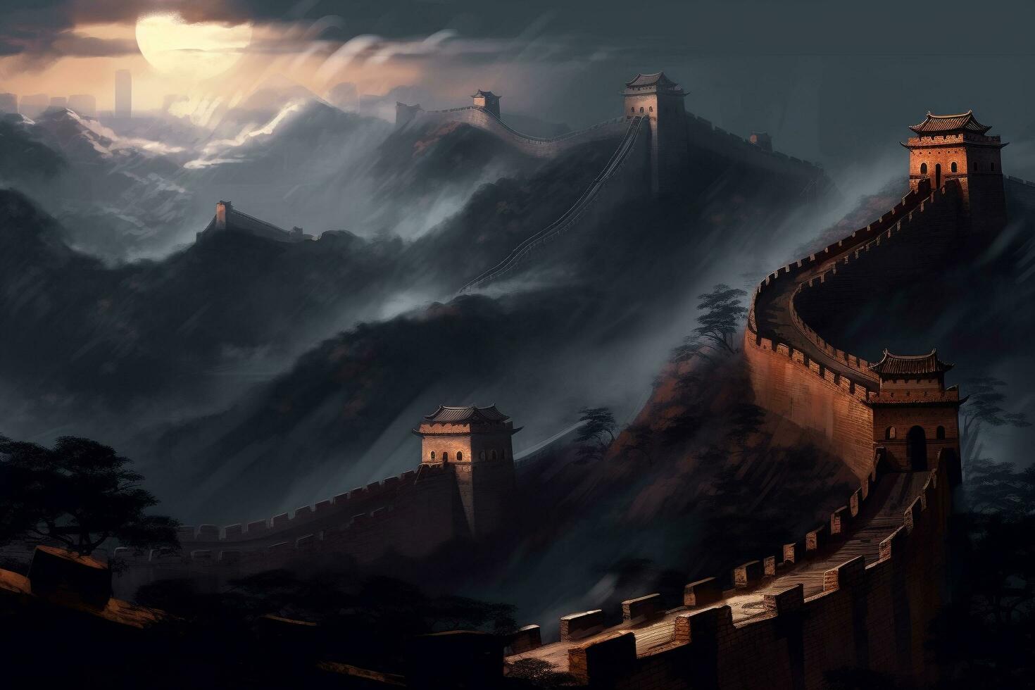 Great China Wall Ai Generative photo