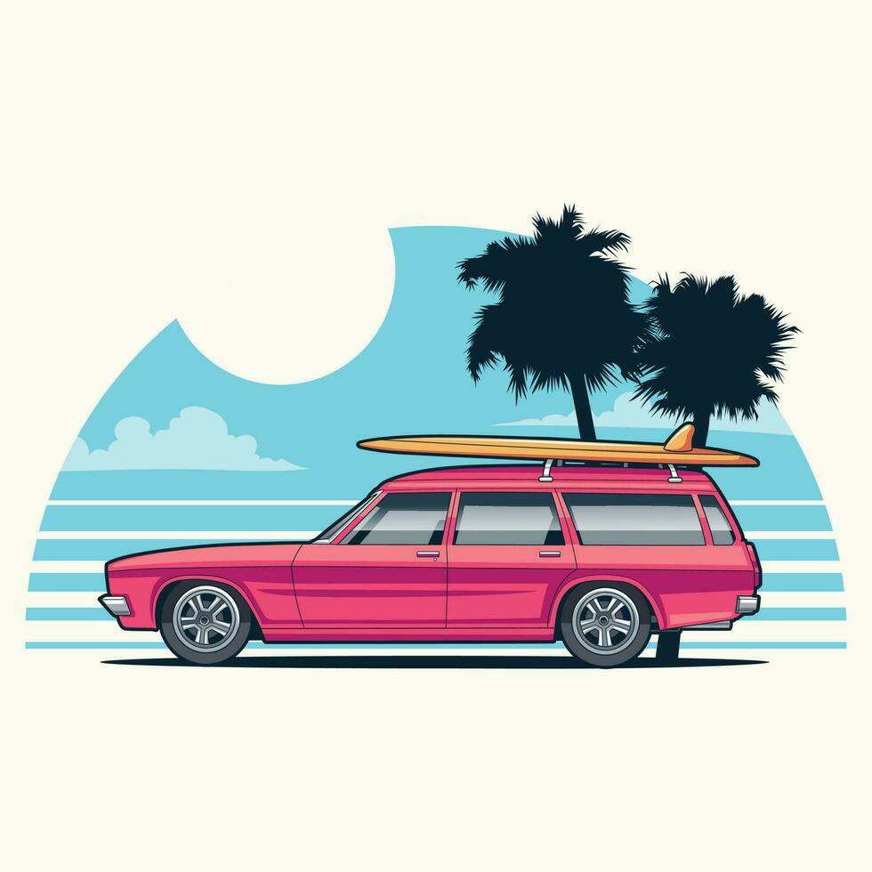 Summer wagon car vector