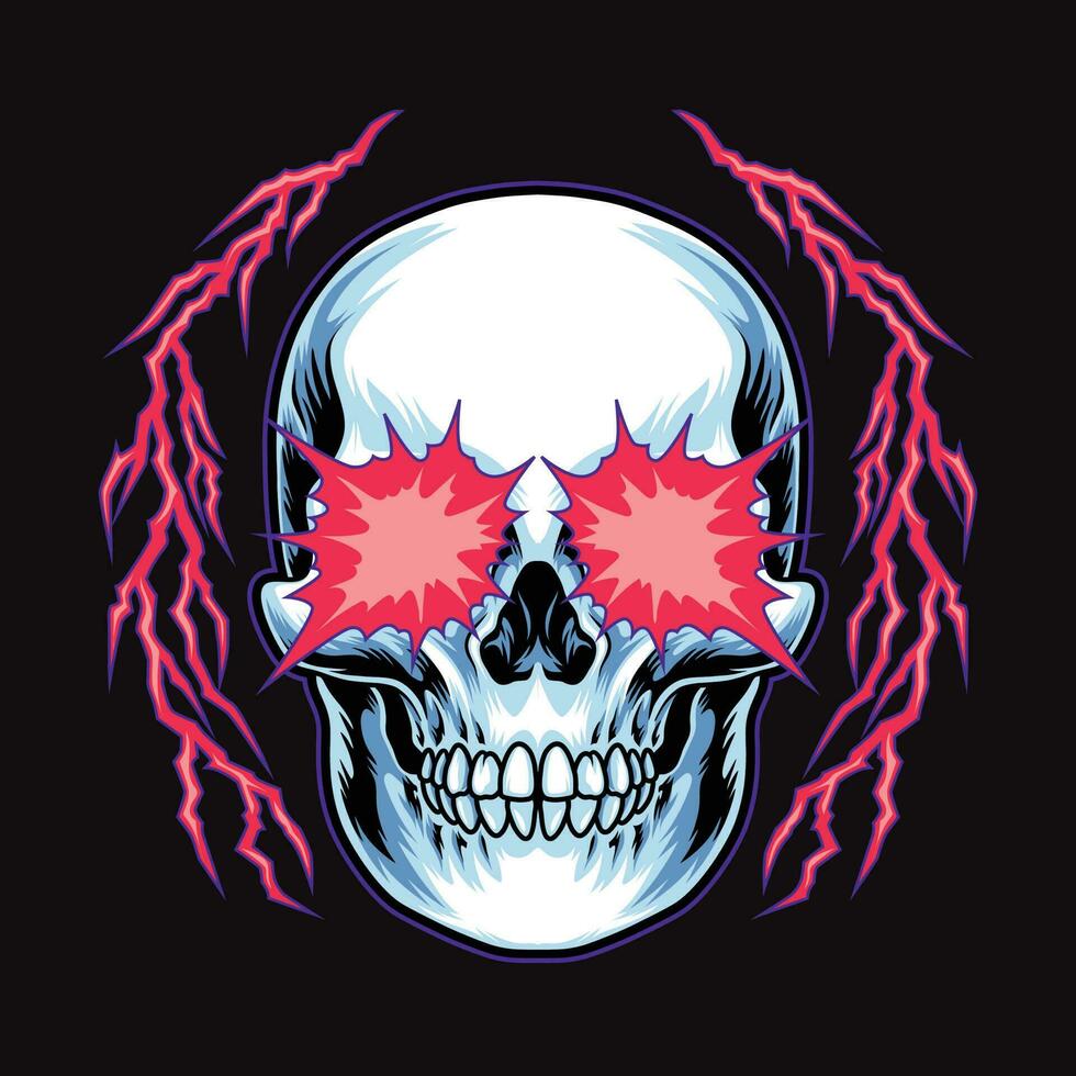 Skull with 80s retro style vector