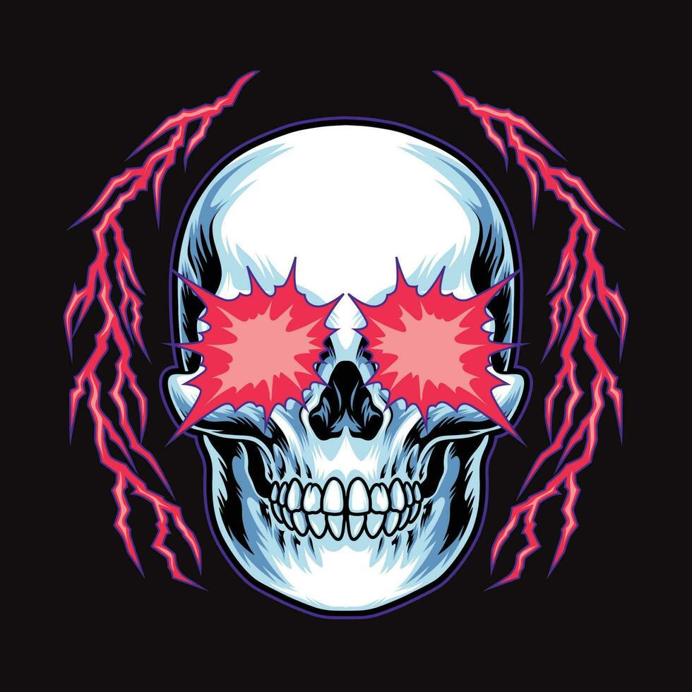 Skull with 80s retro style vector