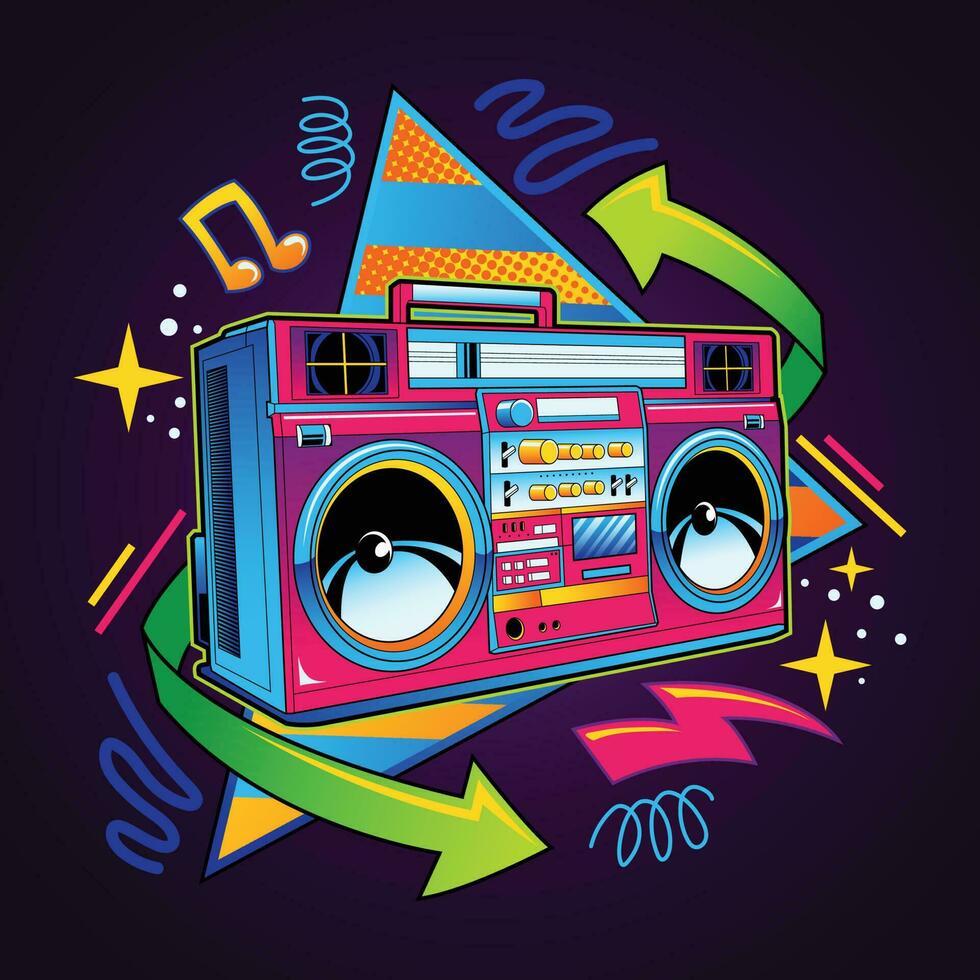 Radio with retro style graphic vector