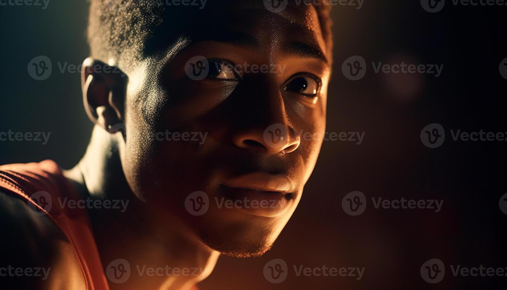 Confident young athlete with muscular build outdoors generated by AI photo