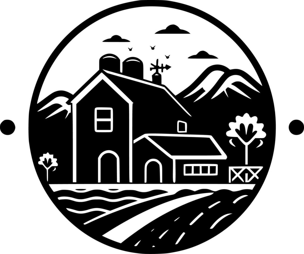 Farm - Black and White Isolated Icon - Vector illustration