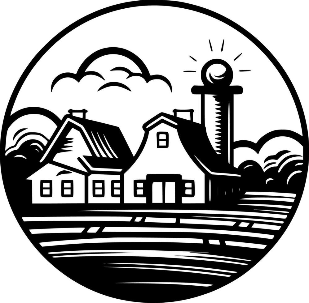 granja - negro y blanco aislado icono - vector ilustración