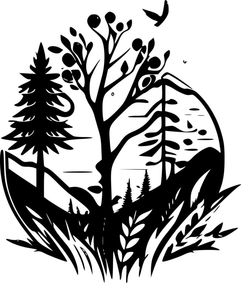 Nature, Black and White Vector illustration