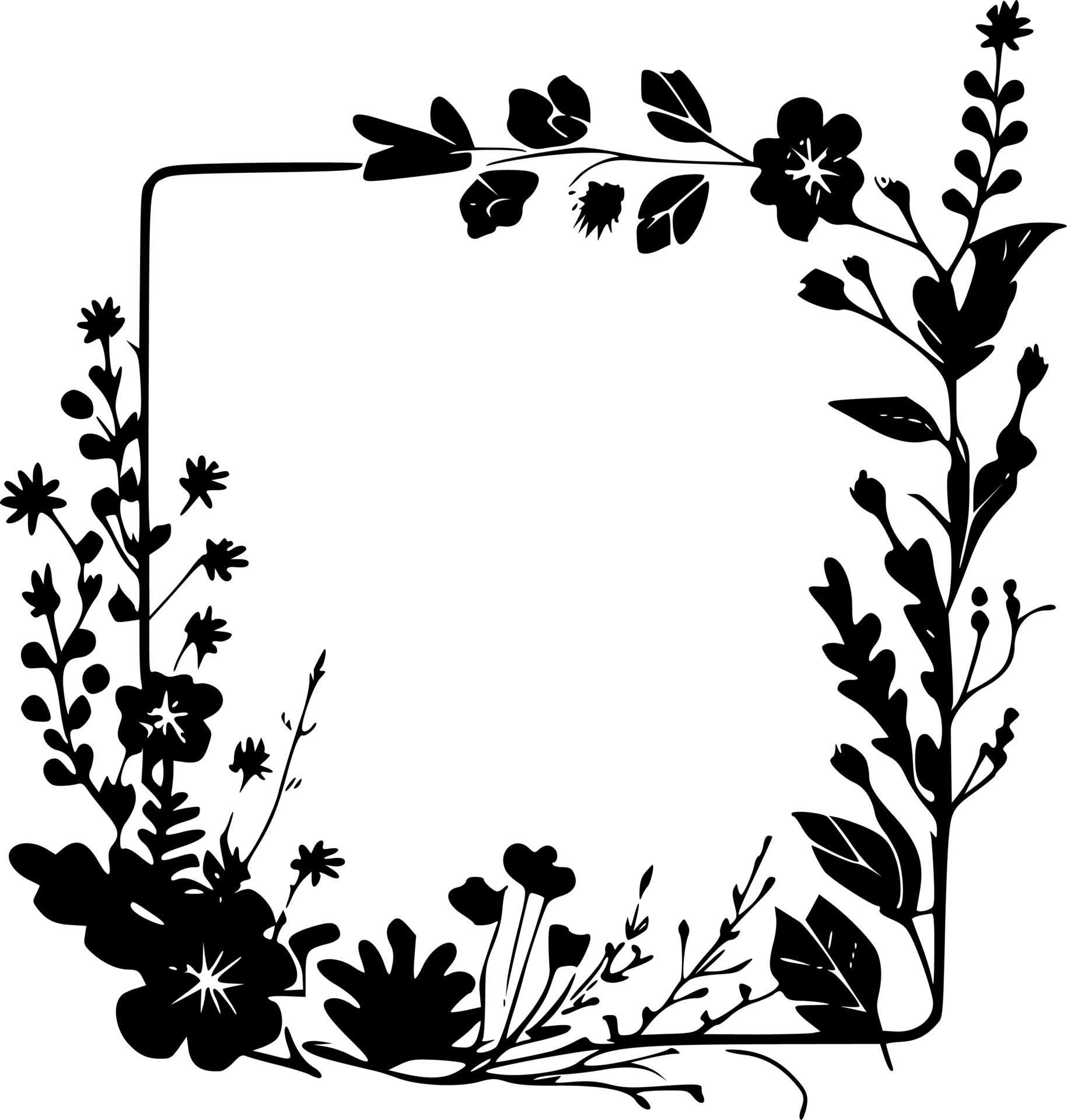 Floral Border, Black and White Vector illustration 24568889 Vector Art