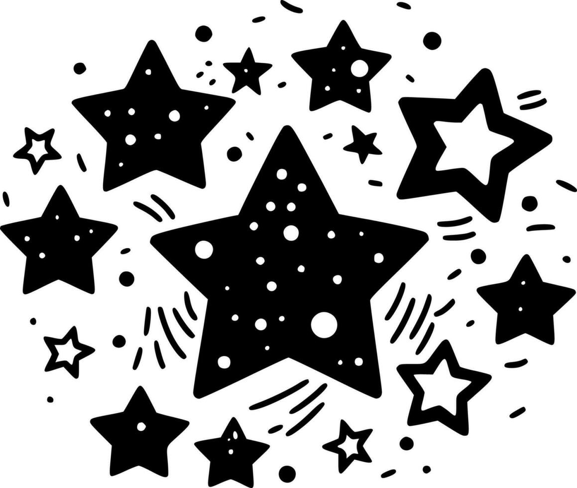 estrellas - negro y blanco aislado icono - vector ilustración