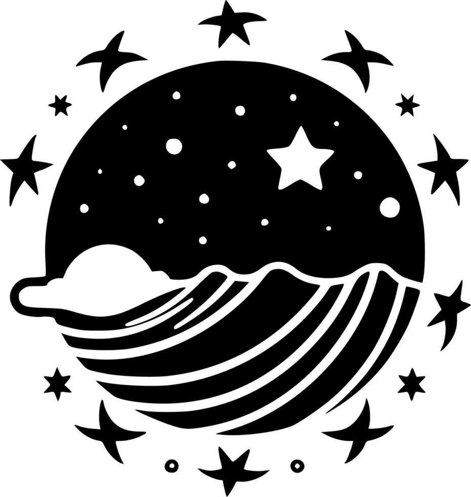 Celestial, Black and White Vector illustration