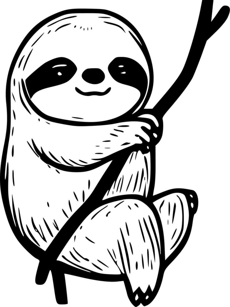 Sloth - Black and White Isolated Icon - Vector illustration