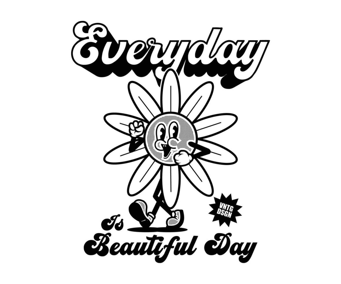 cartoon character of flower Graphic Design for T shirt Street Wear and Urban Style vector