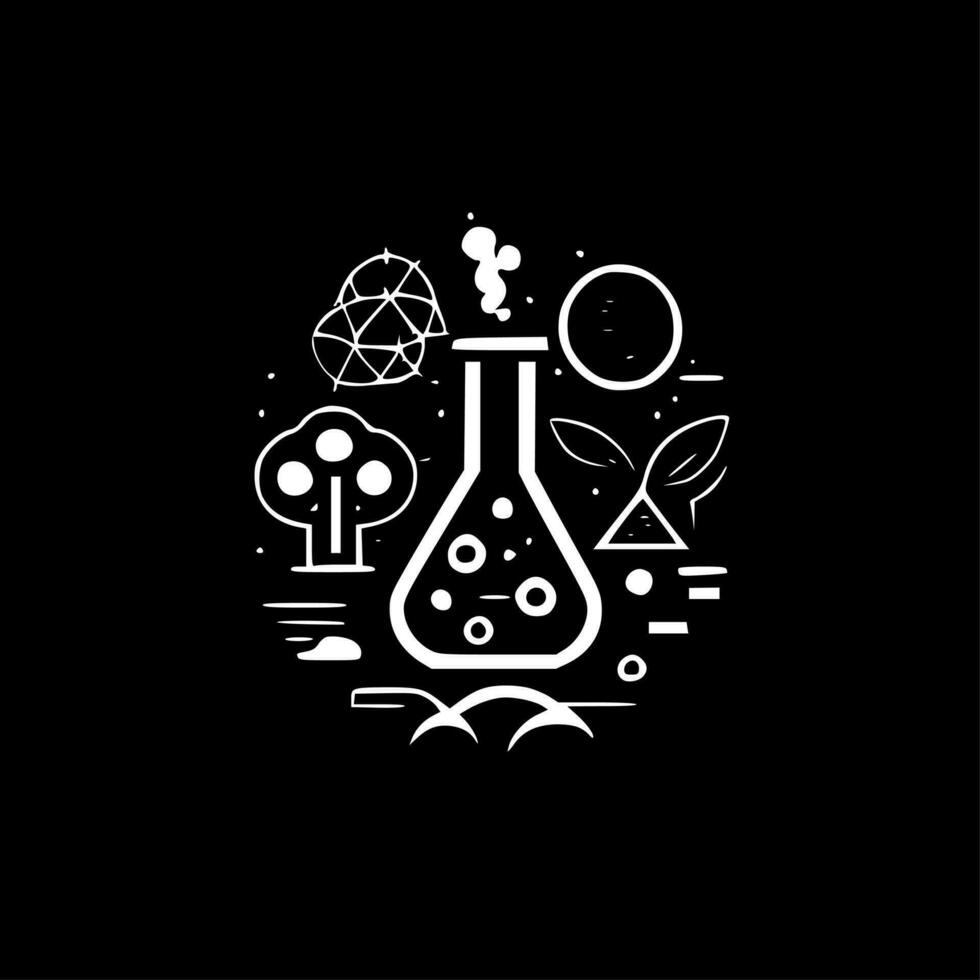 Ciencias - negro y blanco aislado icono - vector ilustración