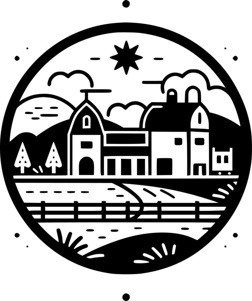 Farm, Minimalist and Simple Silhouette - Vector illustration