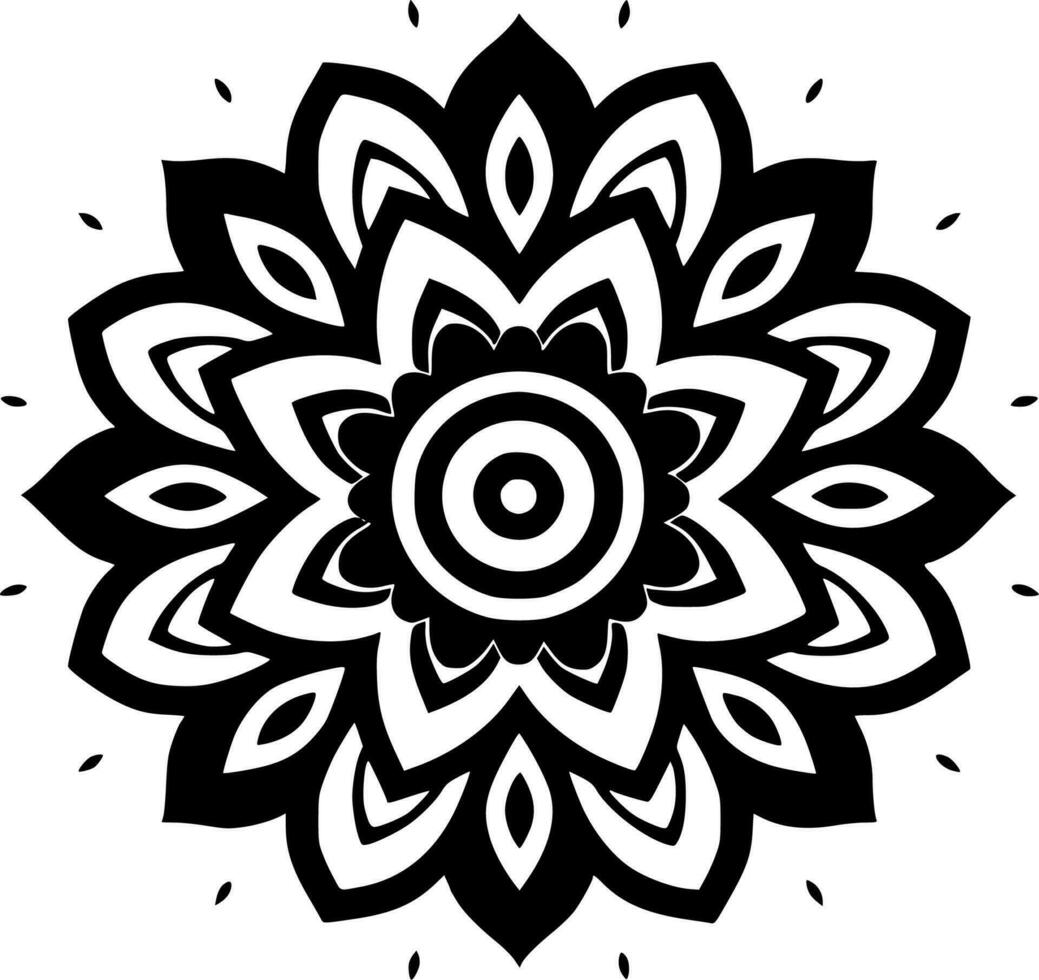 Mandala, Black and White Vector illustration