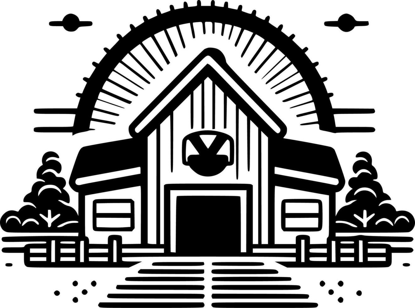 Farm - Black and White Isolated Icon - Vector illustration