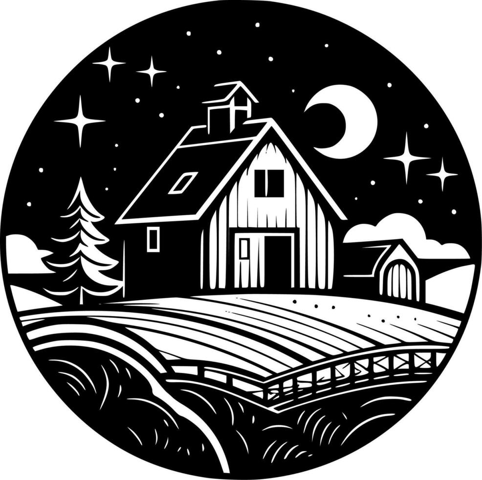 Farm, Minimalist and Simple Silhouette - Vector illustration