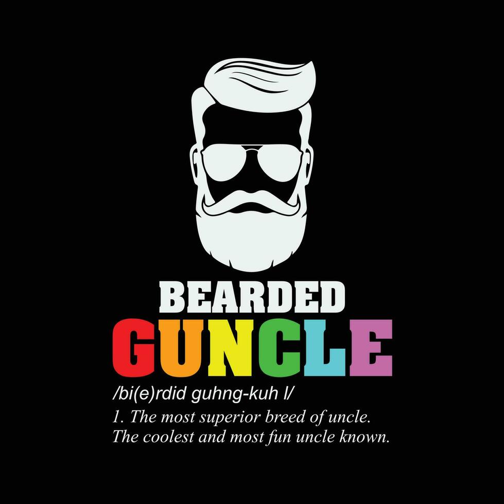 Bearded Guncle Definition Gay UncleLGBT Pride Family Rainbow vector