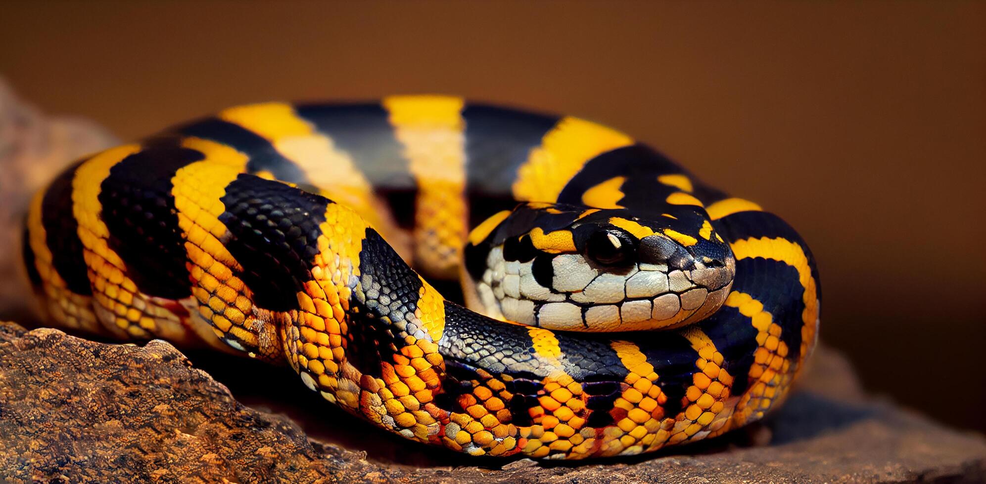 A yellow viper dangerous pattern in close up generated by AI photo