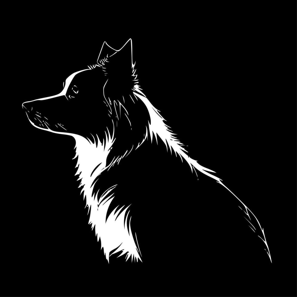 frontera collie - negro y blanco aislado icono - vector ilustración