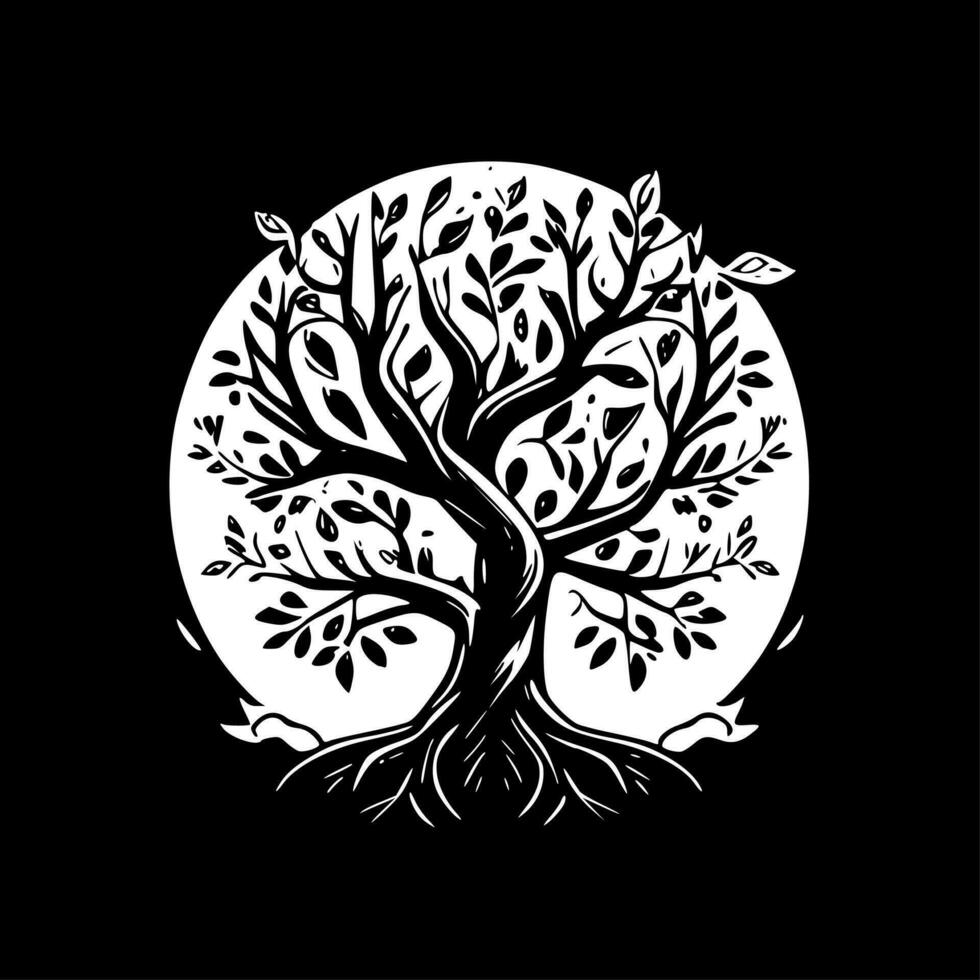Tree of Life Black and White Isolated Icon Vector illustration